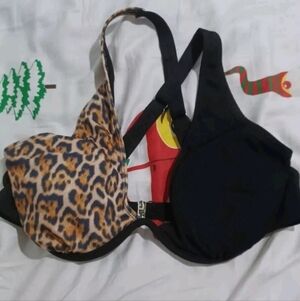 Leopard and Black Bikini Top